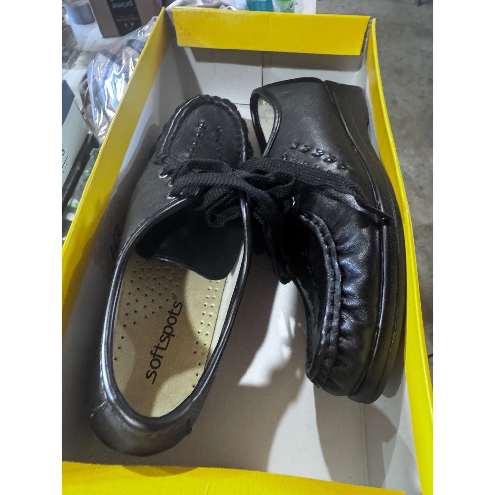 Softspots Bonnie Lite Black Leather Comfort Oxfords 114801 Womens 7.5 M